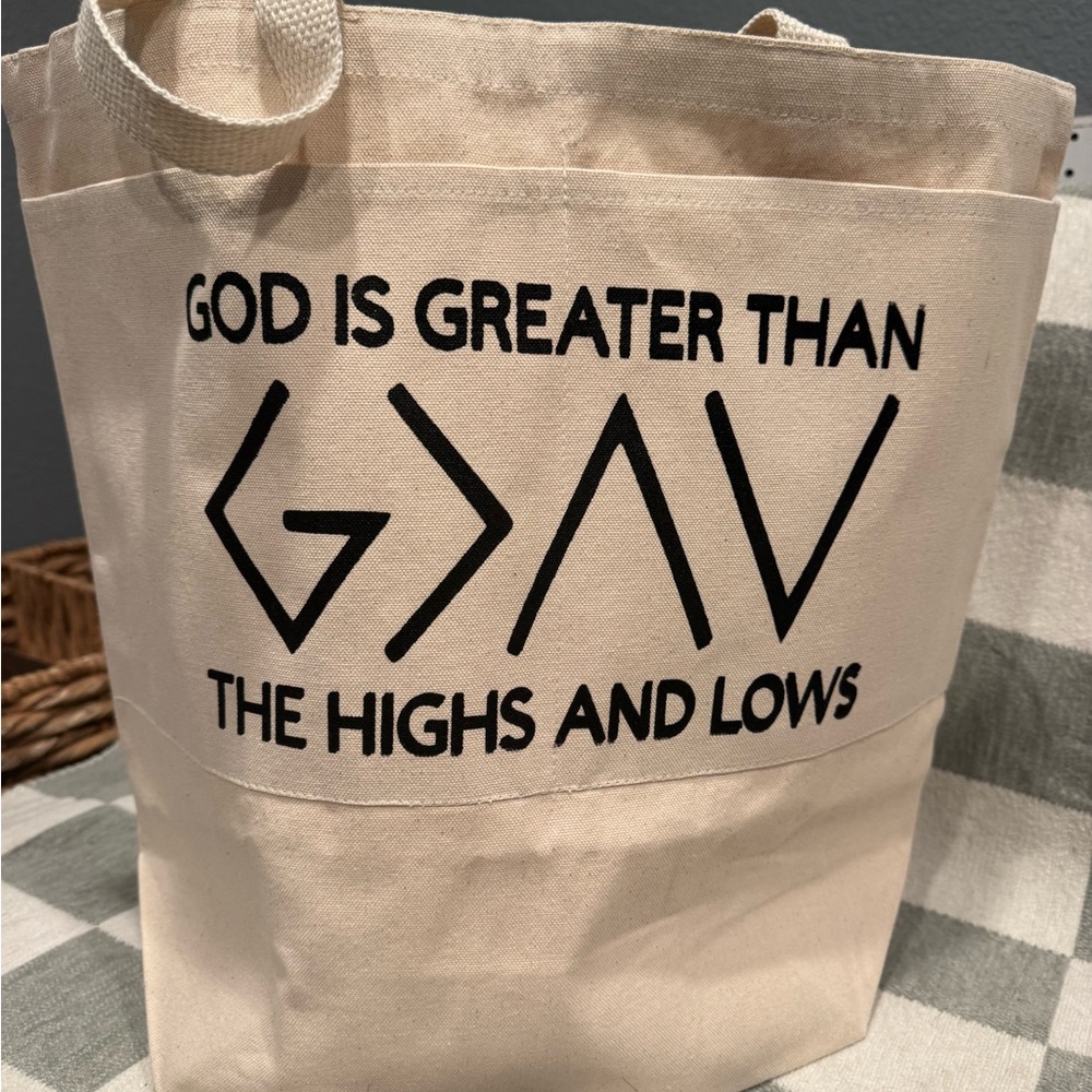 Inspirational Canvas Tote Bag in Cream